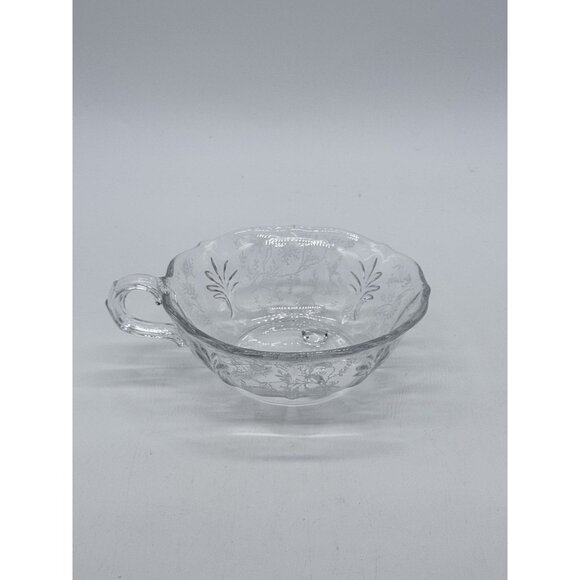 Fostoria Chintz One Handle Clear Glass Etched Baroque Bonbon Candy Dish 7" - Picture 4 of 7